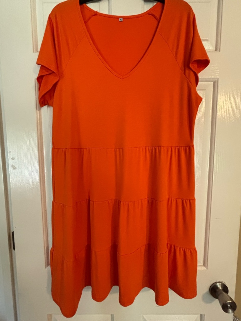 Women’s V-Neck Tiered Dress - Orange